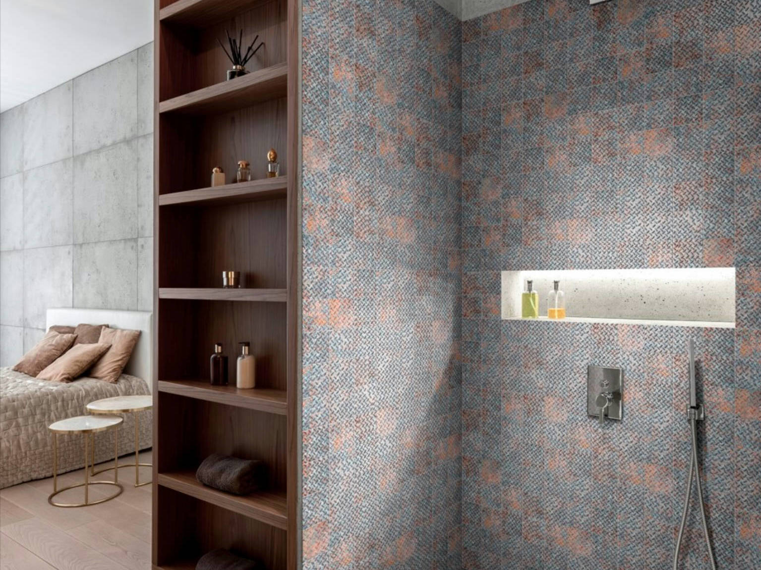 4x4 Rust Industrial Relief Pattern Glazed Ceramic Mosaic | Matteo Kitchens