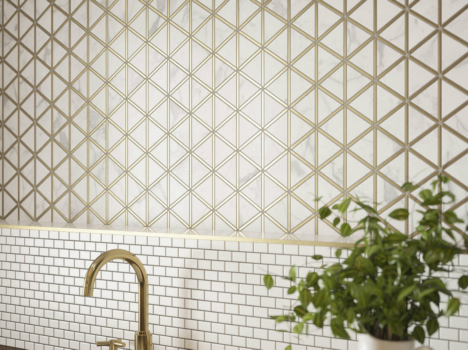 Gilded Triangles Mosaic, Creek Trail Mosaic | Matteo Kitchens