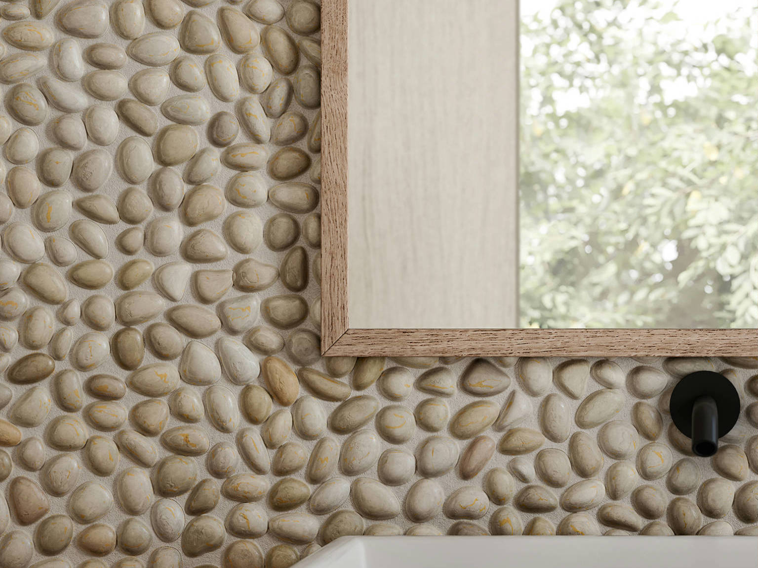 Zen Fiji Cream Natural Pebble Matte Mosaic 3 | Matteo Kitchens