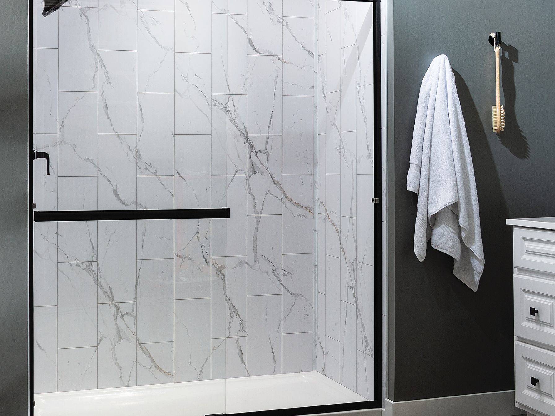 Carrara Marble Shower Wall Kit 30x60x78 | Matteo Kitchens
