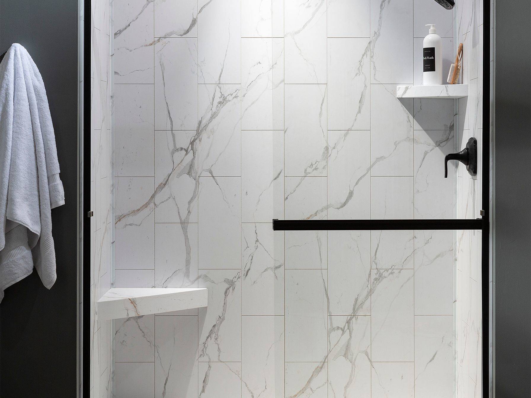 Carrara Marble Shower Wall Kit 36x60x78 | Matteo Kitchens