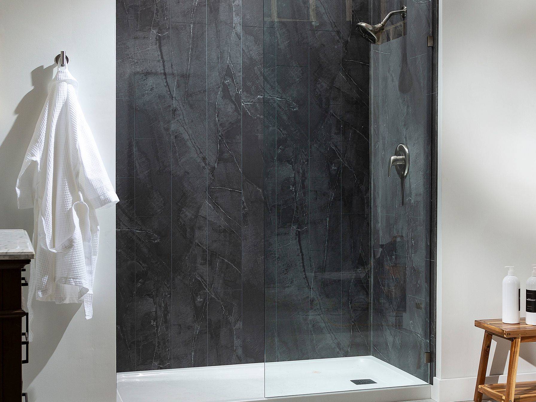 Cracked Slate Shower Wall Kit 30x60x78 | Matteo Kitchens