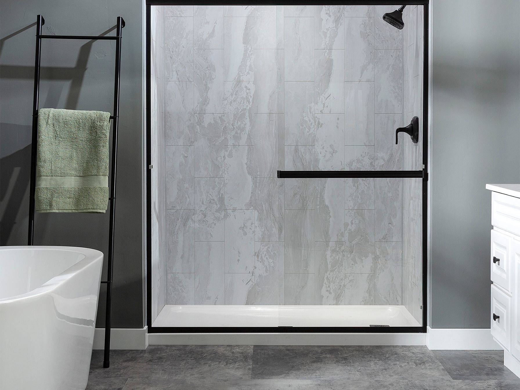 Iced Pewter Shower Wall Kit 32x60x78 | Matteo Kitchens