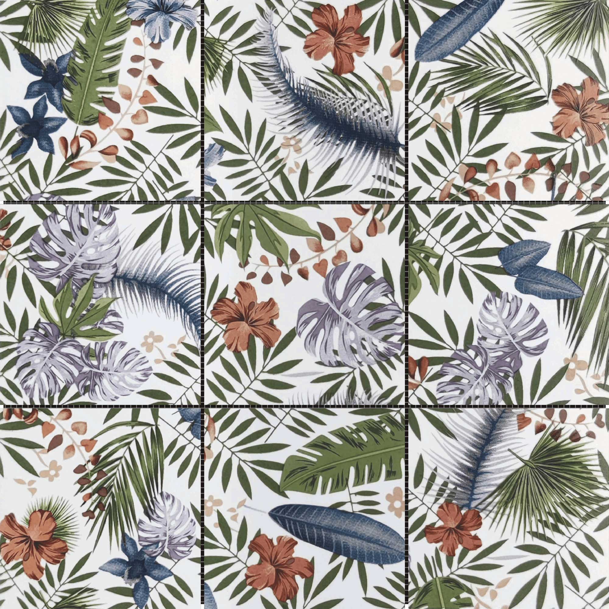 4"x4" Floral Palm Multicolor Mosaic | Matteo Kitchens