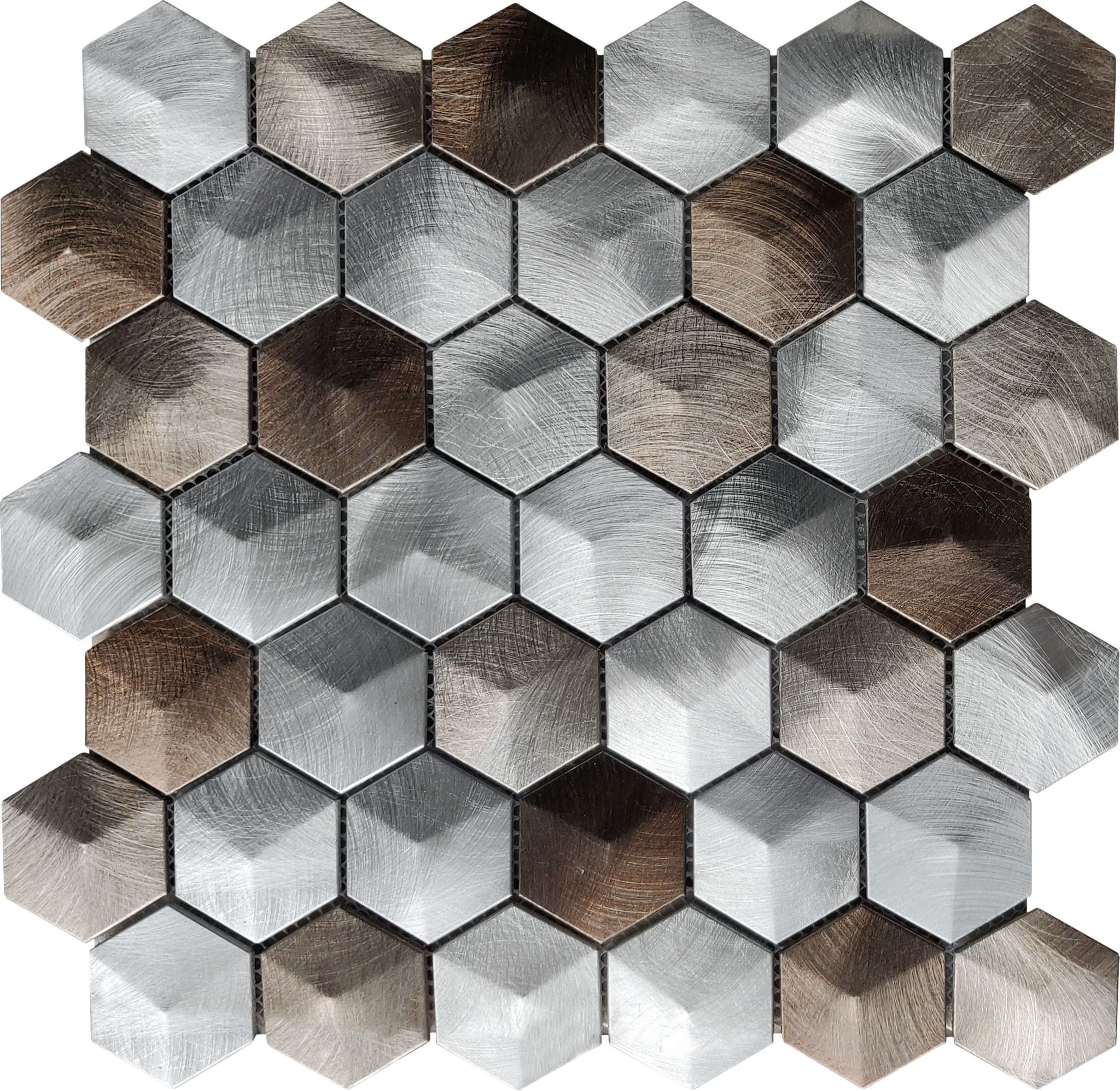Aluminum Hexagon 19 Brown Mosaic | Matteo Kitchens