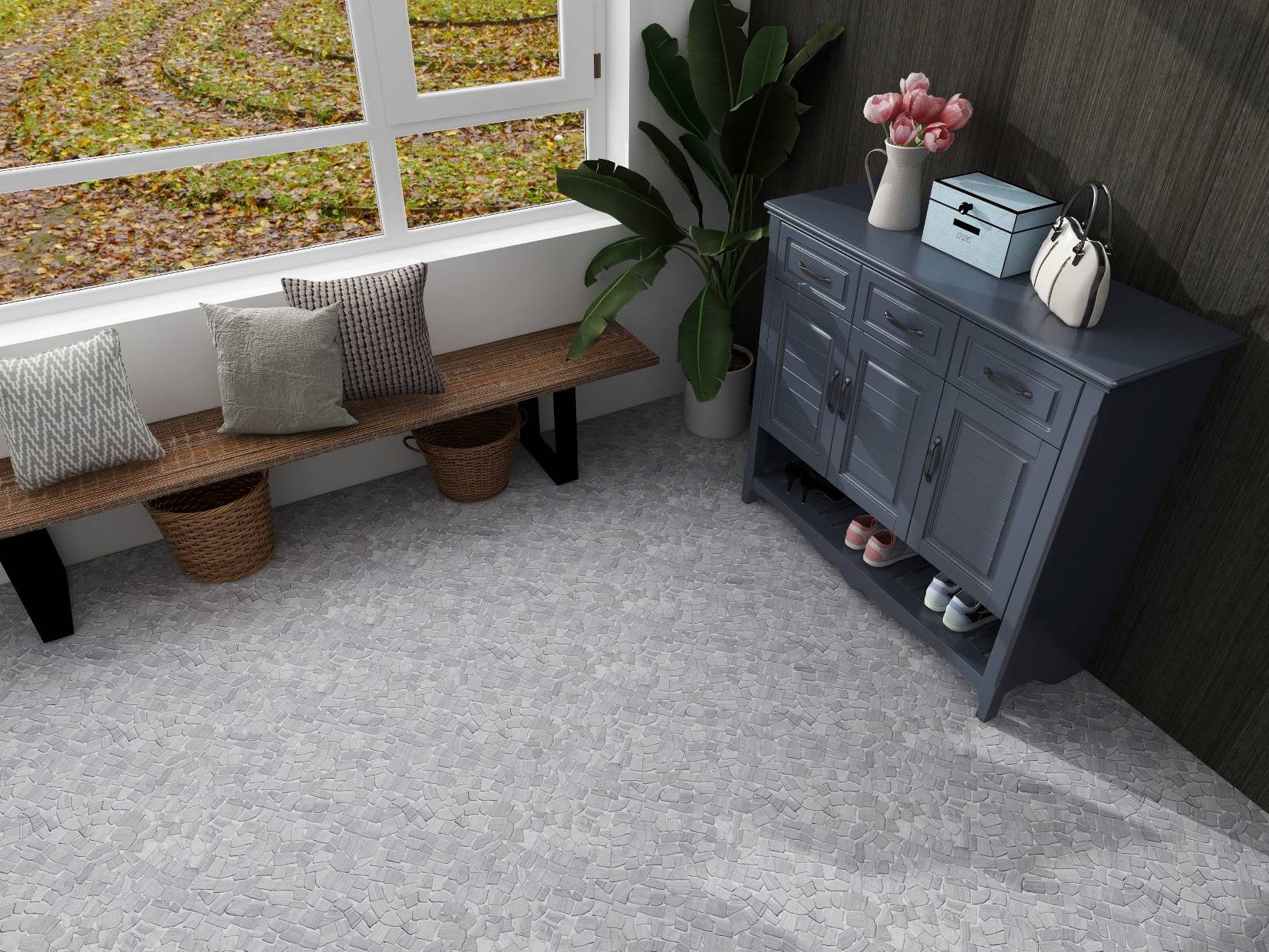 Beige Limestone Matte Mini Opus Interlocking  | Matteo Kitchens