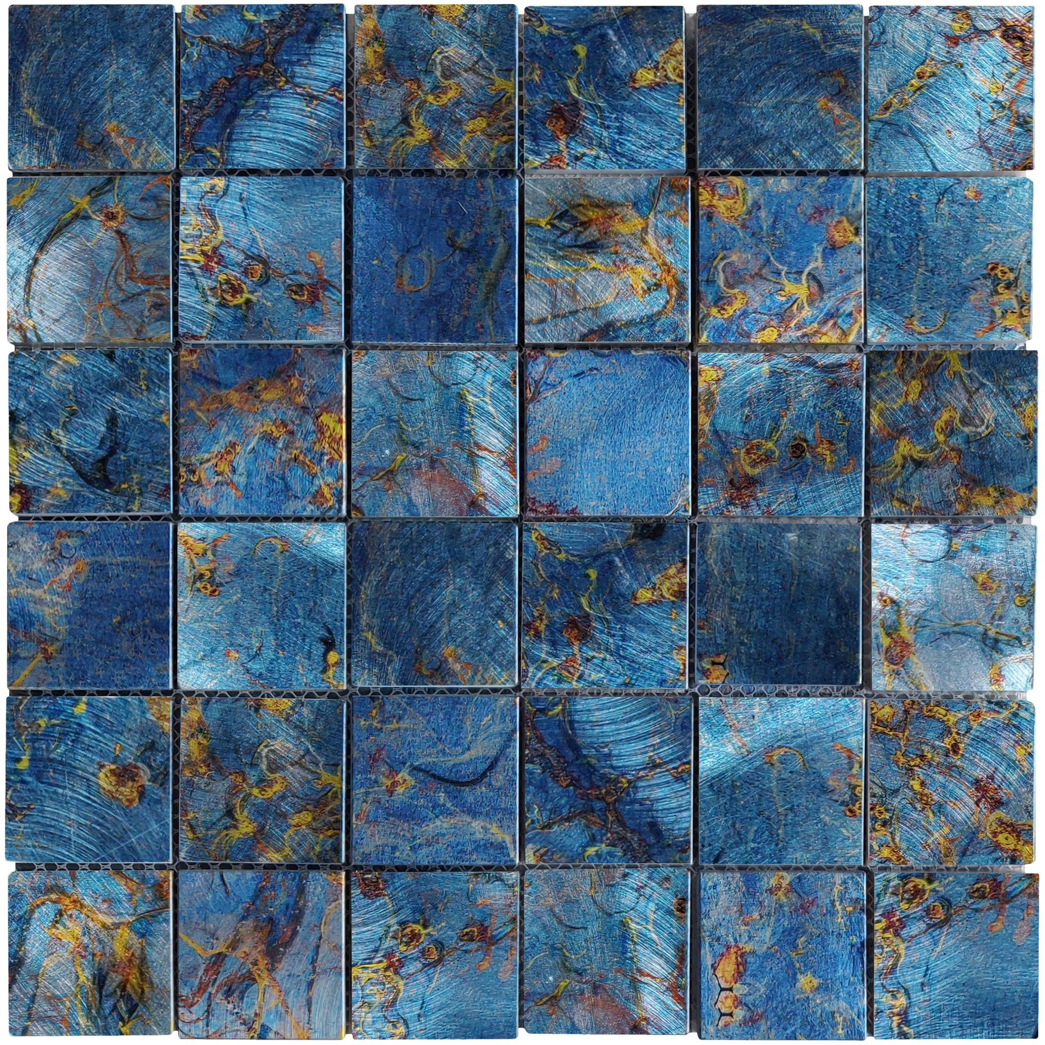 Blue Aluminum 2"x2" Mix Mosaic | Matteo Kitchens