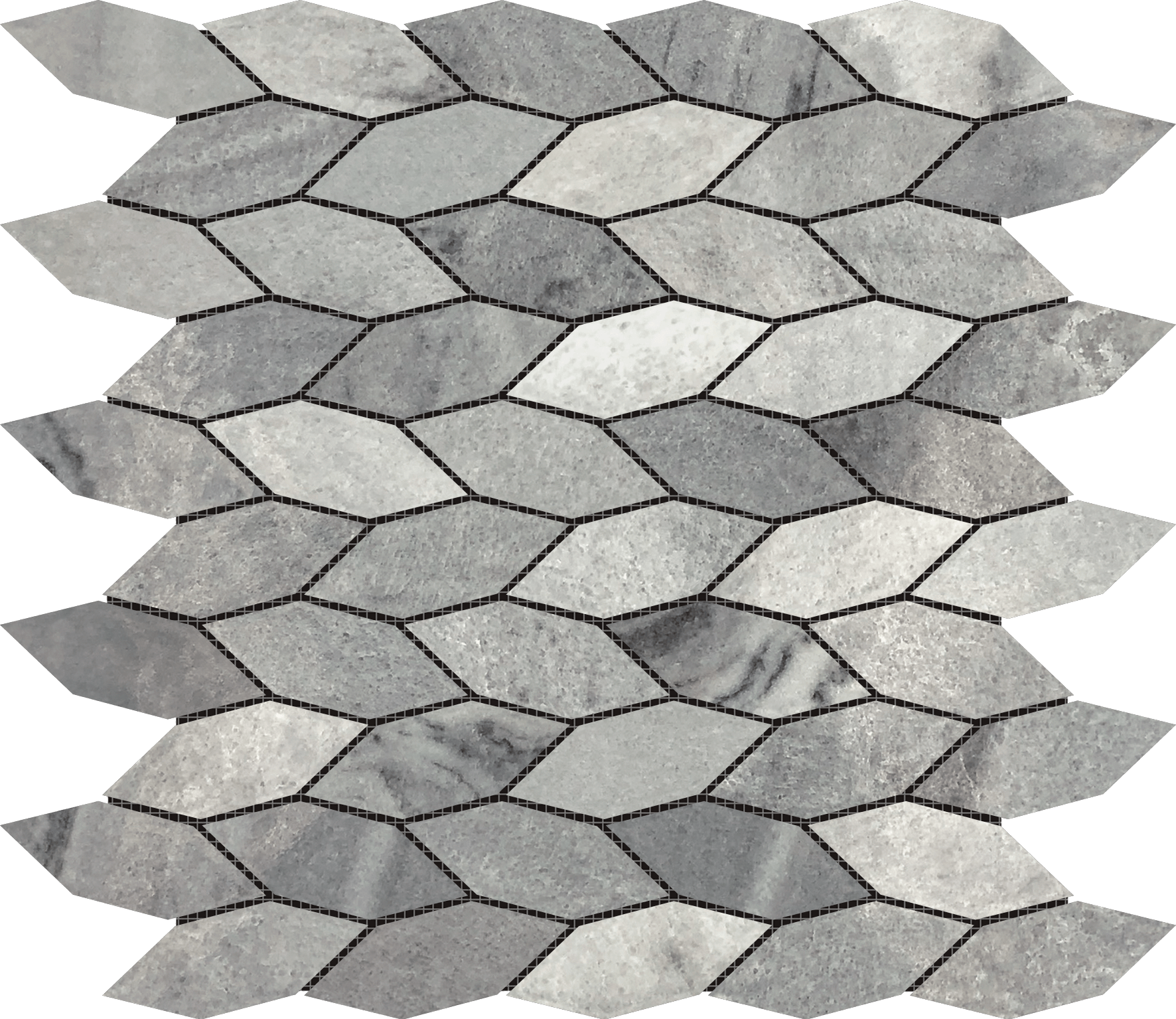 Elongated Hexagon Ice Grey "Leaves" Mosaic | Matteo Kitchens