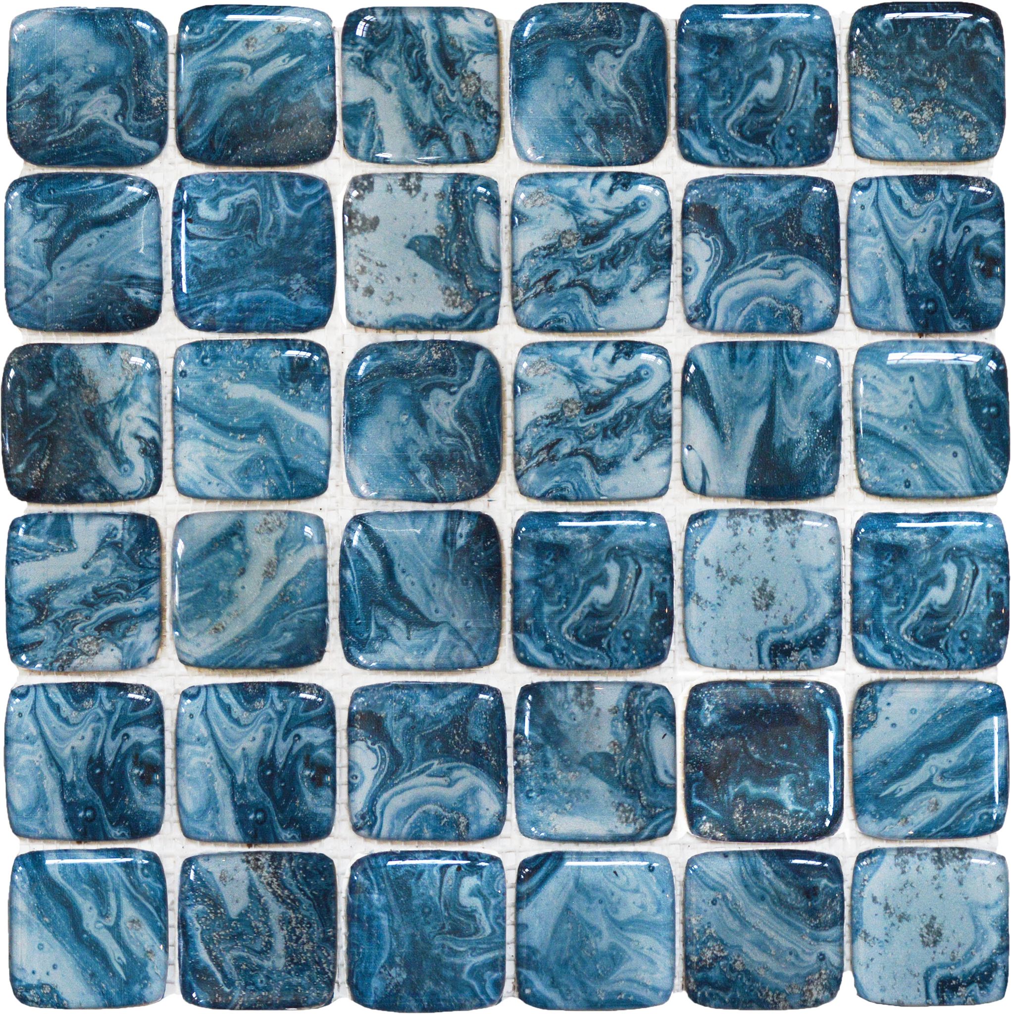 Glass Square Blue Marble Pattern Mix Mosaic | Matteo Kitchens