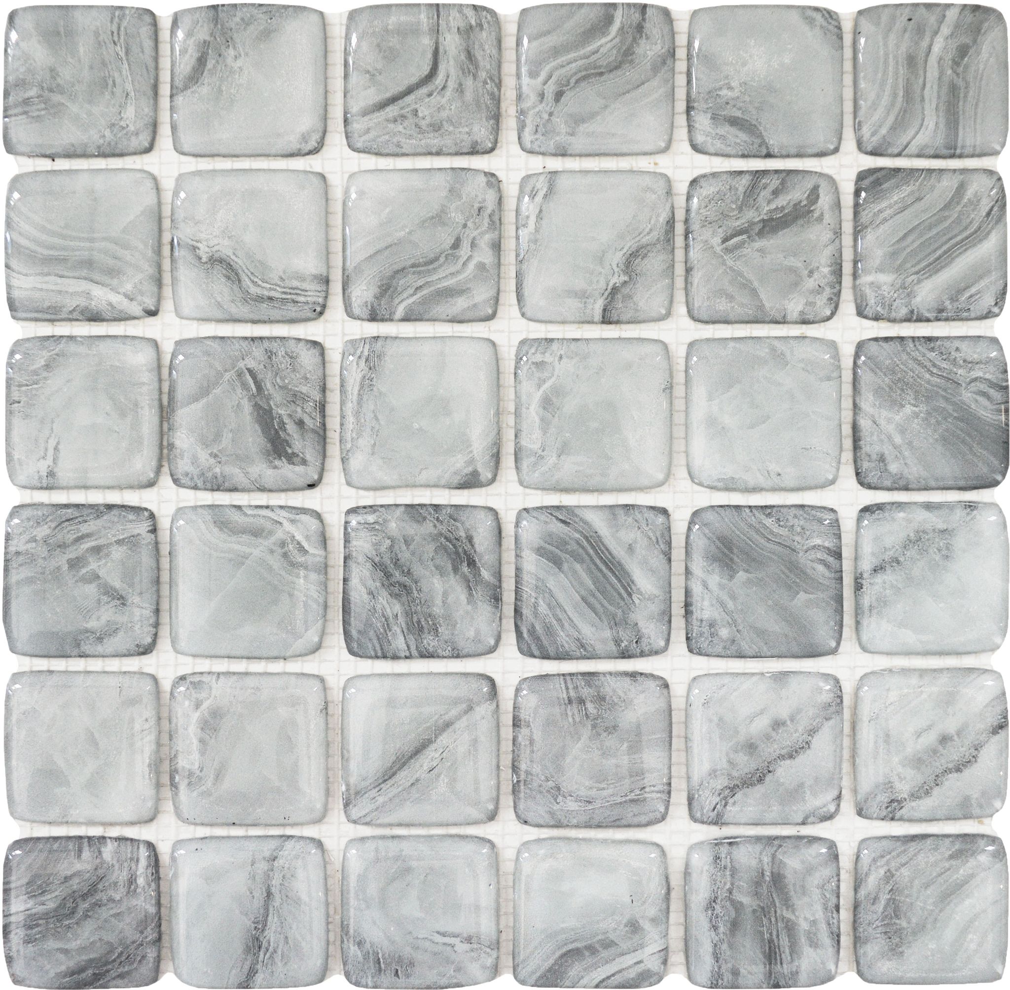 Glass Square Light Grey Marble Pattern Mix Mosaic | Matteo Kitchens