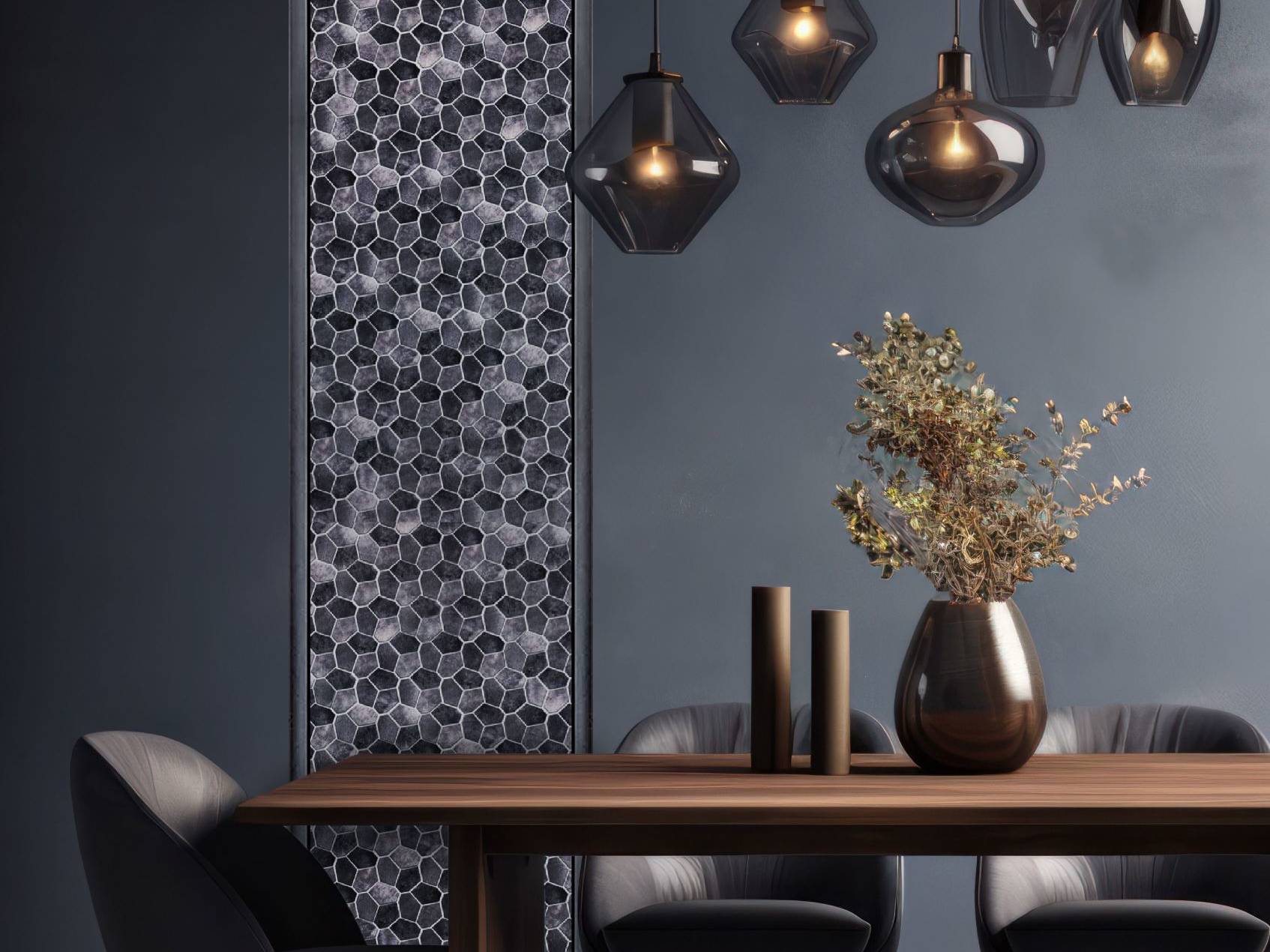 Hexagon Aluminum Mix Grey Mosaic  | Matteo Kitchens