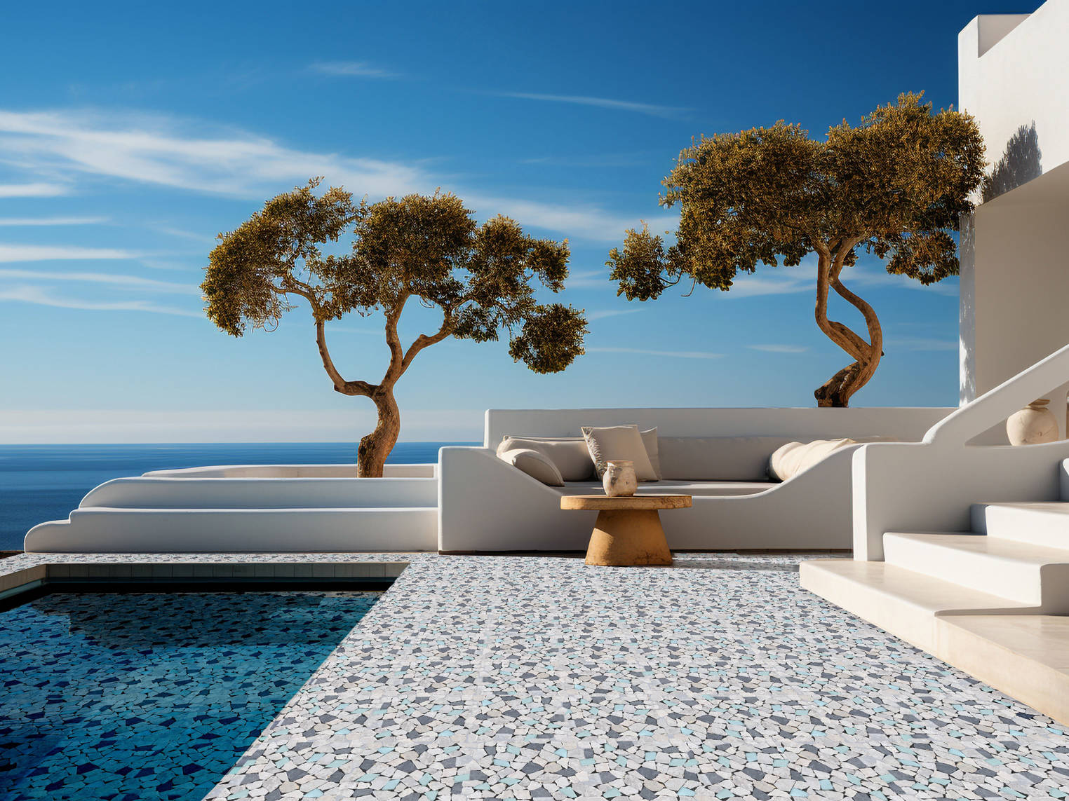 Mini Opus Beige Grey Marble Mix & Green Glass | Matteo Kitchens