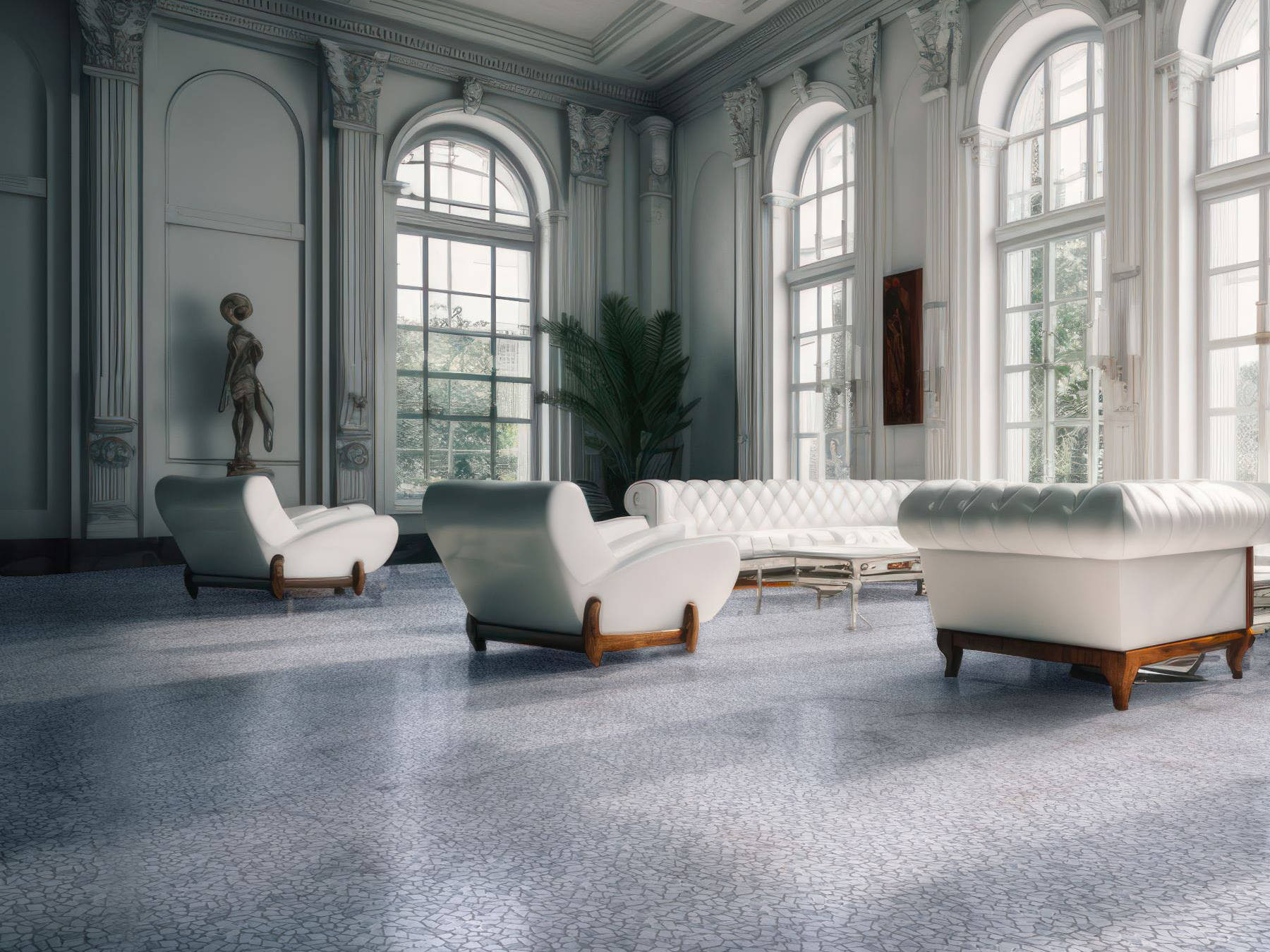 Mini Opus Matte White Grey Marble Stone Interlocking 2 | Matteo Kitchens