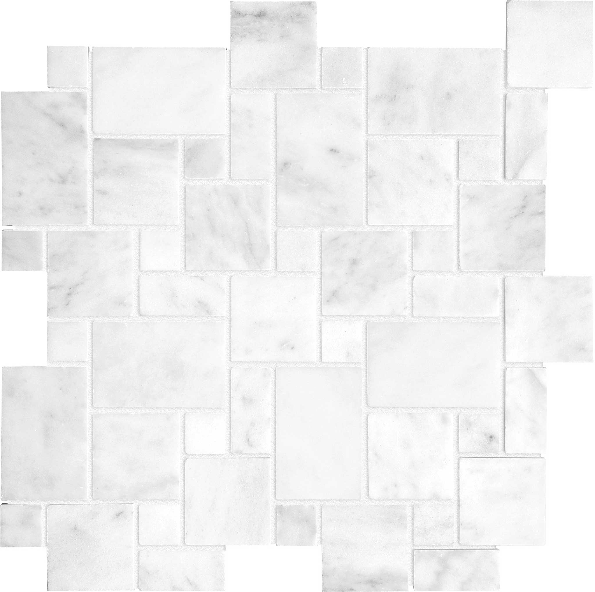 Bianco Venatino Mini Versailles Polished Mosaic | Matteo Kitchens