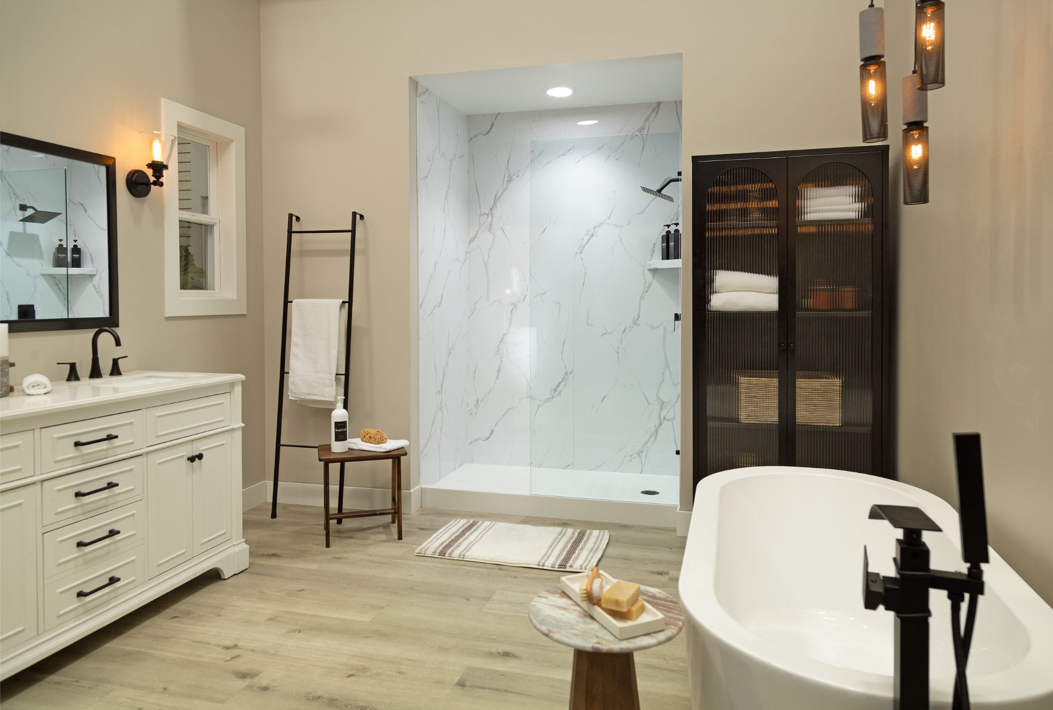 Carrara Marble Gloss Shower Wall Kit 30x60x94 | Matteo Kitchens