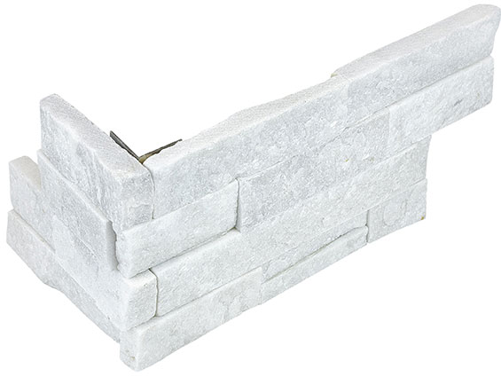 Ledger Stone 6x18 Glacier Assembled Corner | Matteo Kitchens